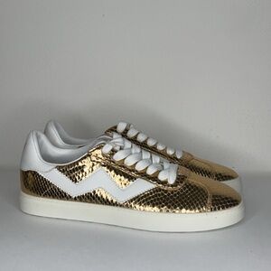 Stuart Weitzman Daryl Snake-Embossed
Leather Sneaker